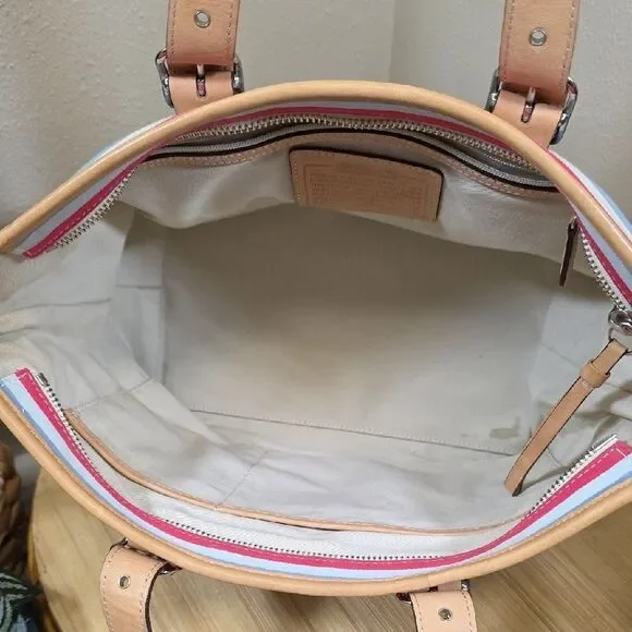 Coach RARE Vintage Striped Canvas Tote and Wristlet Set - Picture 12 of 16